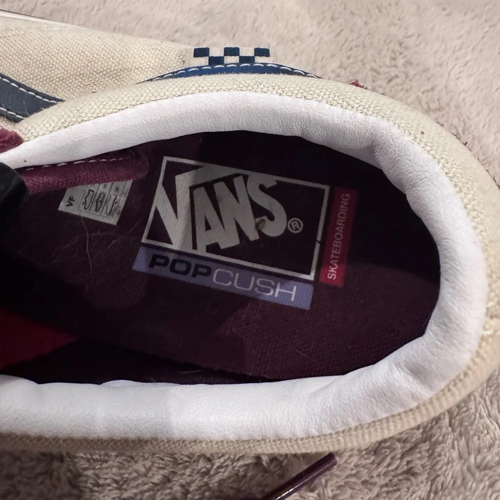 Vans Burgundy and Cream Men's Pop Crush Old Skool Skater Sneakers Men’s size 7 - Picture 9 of 13